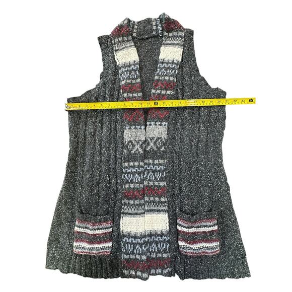 VTG Grandmacore Size Large Open Front Vest Cardigan Cable Knit Sweater Pockets - Picture 7 of 15